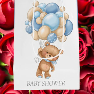 Mediana Baby Shower Teddy Bearly Wait Boy bolsa de regalo