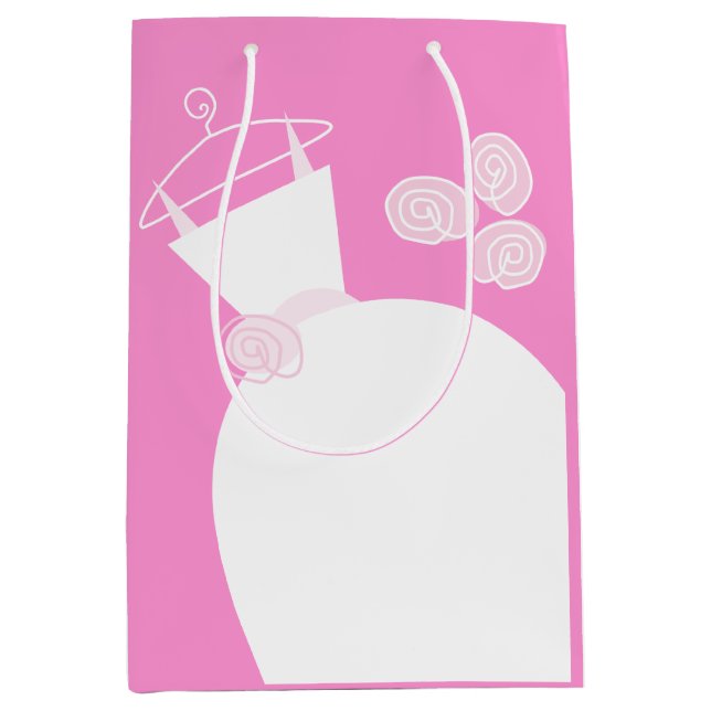 Mediana Boda Gown Bolsa de regalo rosa medio (Anverso)