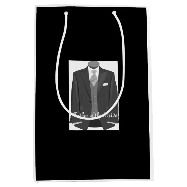 Mediana Boda Tuxedo padre de la bolsa de regalo negro de l (Anverso)
