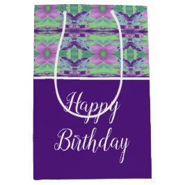 Mediana Bolsa de regalo acentuada con flor púrpura