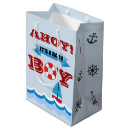 Mediana Bolsa de regalo Ahoy It's A Baby Boy