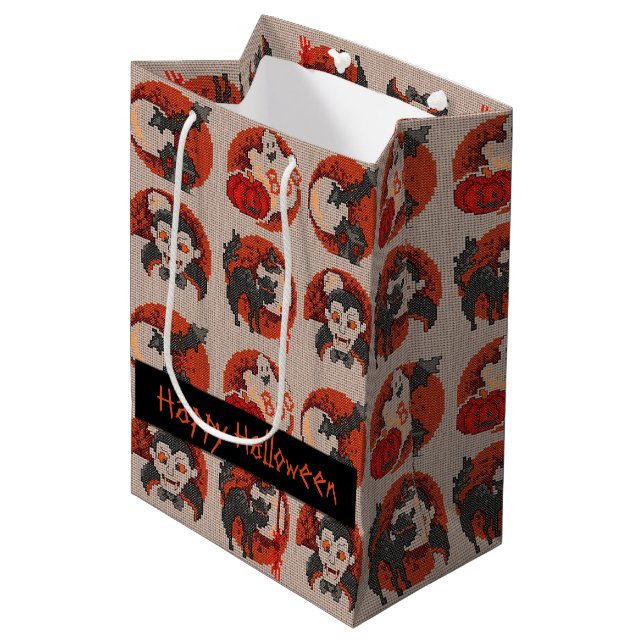 Mediana Bolsa de regalo anticuada de moda de Halloween Fau (Angulo Anverso)