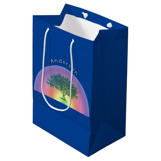 Mediana Bolsa de regalo - Árbol familiar con nombre (Angulo Anverso)