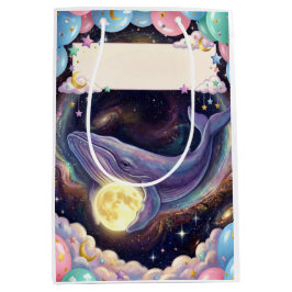 Mediana Bolsa de regalo artística de ballena y luna para c