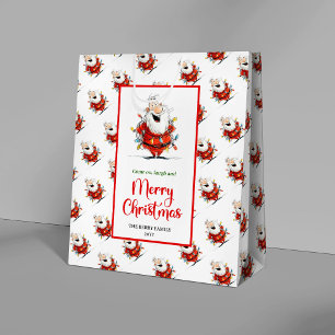 Mediana Bolsa de regalo artística roja y verde de Santa di