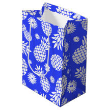 Bolsa de regalo azul de piña y margarita