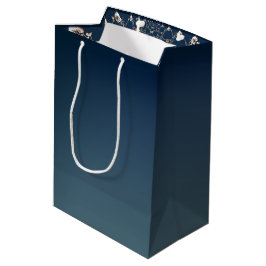 Mediana Bolsa de regalo azul gradiente con tela de rosa