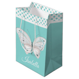 Mediana Bolsa de regalo azul huevo de Robin con mariposa b