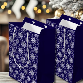 Mediana Bolsa de regalo azul Snowflake