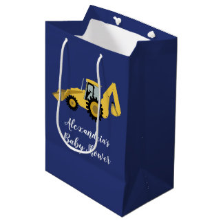 Mediana Bolsa de regalo Baby Shower Backhoe de construcció
