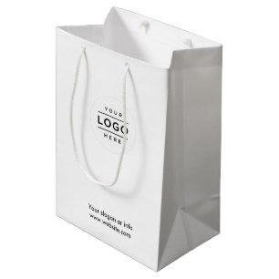 Mediana Bolsa de regalo blanca con logotipo de personaliza