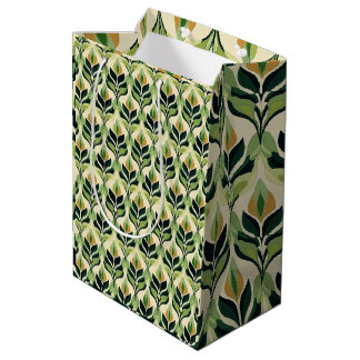 Mediana Bolsa de regalo botánica de hojas verdes Art Nouve