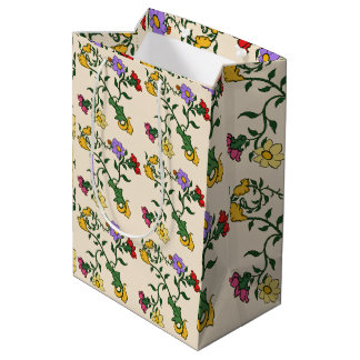 Mediana Bolsa de regalo botánica elegante floral vintage