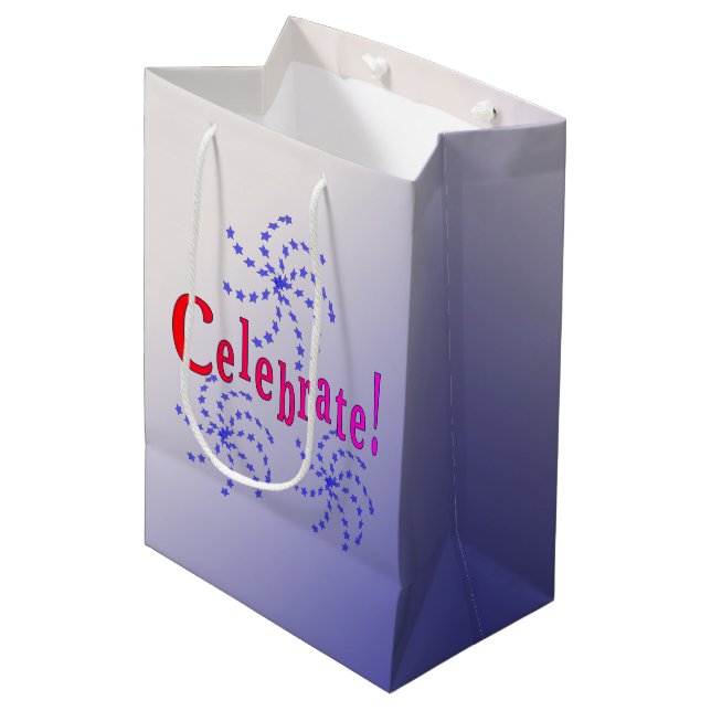 Mediana Bolsa de regalo - Celebrar con fuegos artificiales (Angulo Anverso)