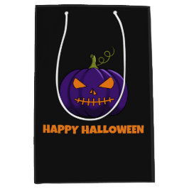 Mediana Bolsa de regalo con calabaza morada, Halloween fel