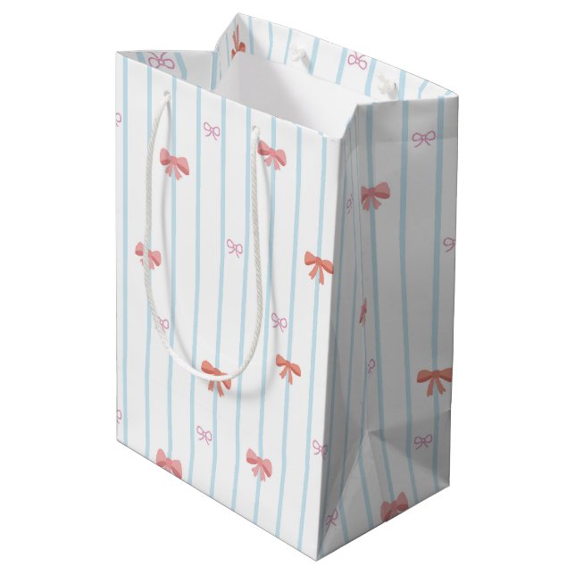 Mediana Bolsa de regalo con cinta dulce a rayas (Angulo reverso)