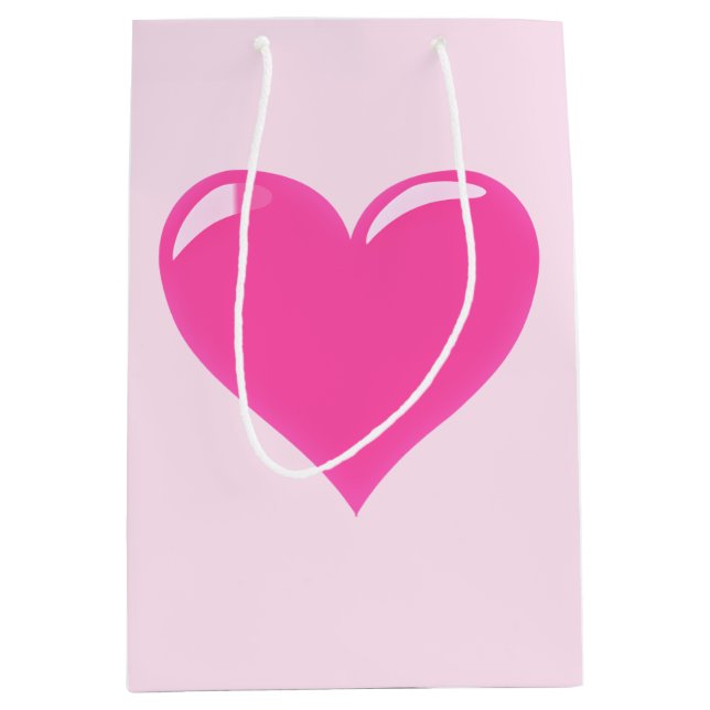 Mediana Bolsa de regalo con corazón rosa (Anverso)