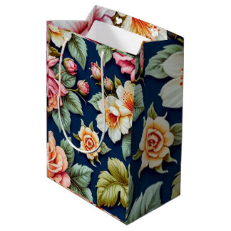 Mediana Bolsa de regalo con diseño de flores