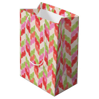 Mediana Bolsa de regalo con estampado de chevron festivo