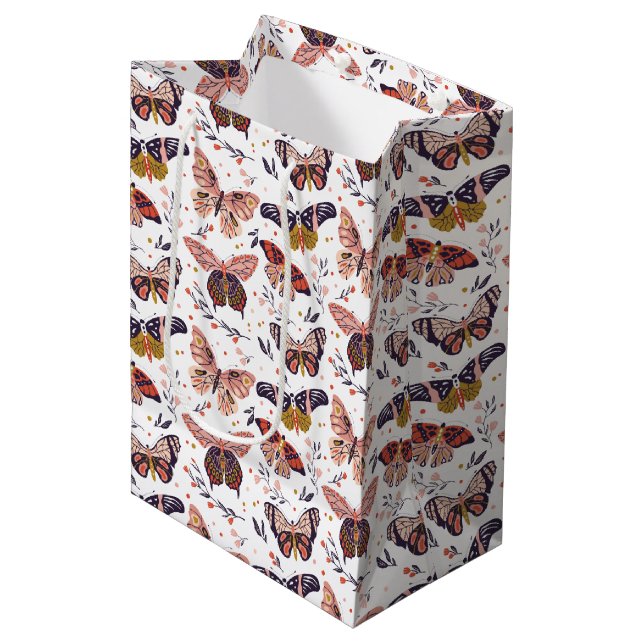 Mediana Bolsa de regalo con estampado de mariposa (Angulo Anverso)