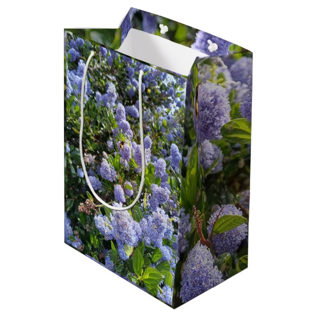 Mediana Bolsa de regalo con flores de lila (Angulo reverso)