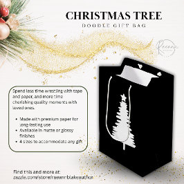 Mediana Bolsa de regalo con garabato de árbol de Navidad