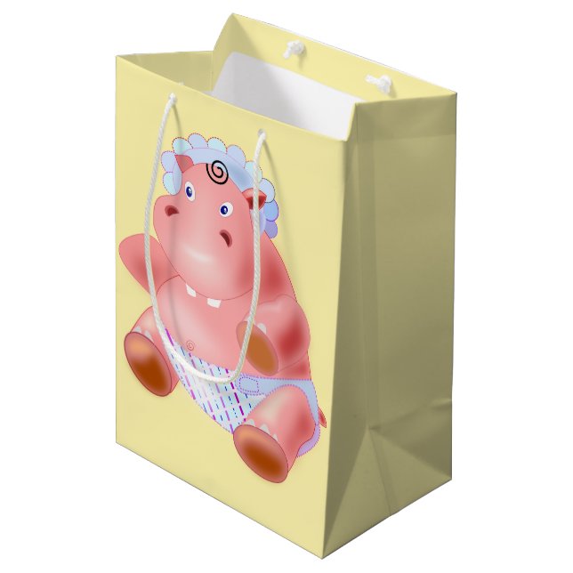 Mediana Bolsa de regalo con hipopótamo bebé (Angulo Anverso)