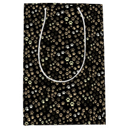 Mediana Bolsa de regalo con huella de pata elegante – Amor