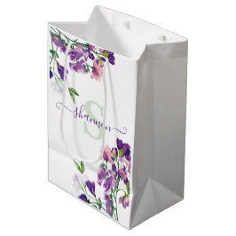 Mediana Bolsa de regalo con iniciales de guisante dulce