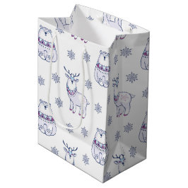 Mediana Bolsa de regalo con osos polares y renos