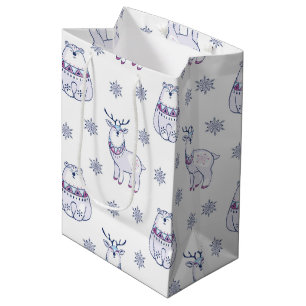 Mediana Bolsa de regalo con osos polares y renos