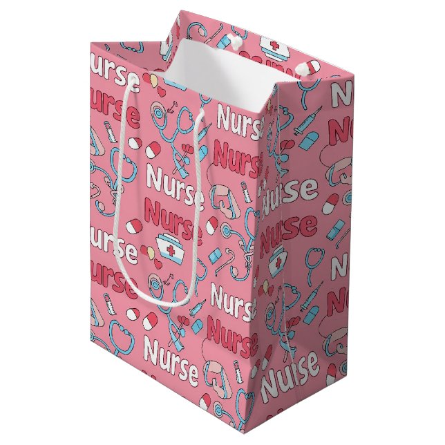 Mediana Bolsa de regalo con patrón continuo de Enfermera d (Angulo Anverso)