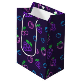 Mediana Bolsa de regalo con patrón de bayas neón