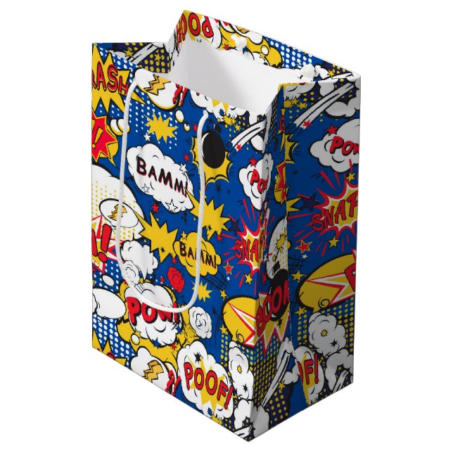 Mediana Bolsa de regalo con patrón de cómic (Angulo Anverso)