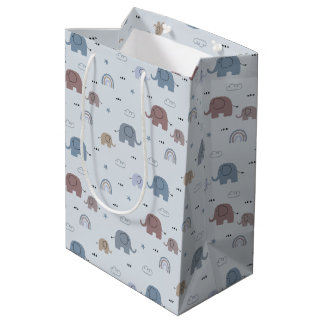 Mediana Bolsa de regalo con patrón de guardería de elefant