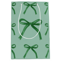 Bolsa de regalo con patrón de lazo verde elegante
