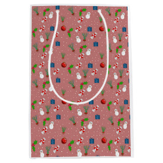 Mediana Bolsa de regalo con patrón navideño adorable | Muñ