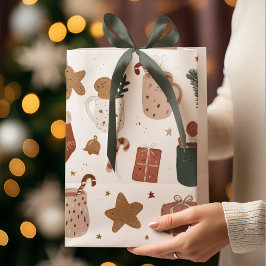 Mediana Bolsa de regalo con patrón navideño festivo capric