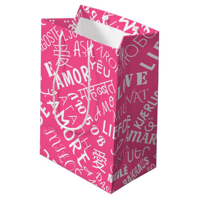 Mediana Bolsa de regalo con texto de amor (Angulo reverso)