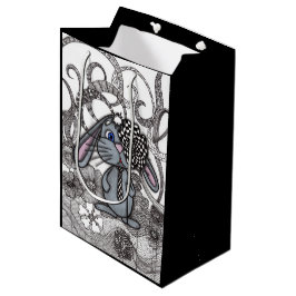 Mediana Bolsa de regalo Conejito adorable dibujado a mano