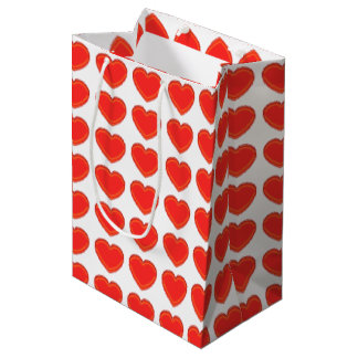 Mediana Bolsa de regalo - Corazones rojos en 3D