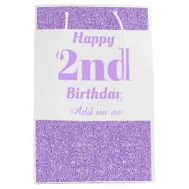 Mediana Bolsa de regalo de 2º cumpleaños personalizada y e