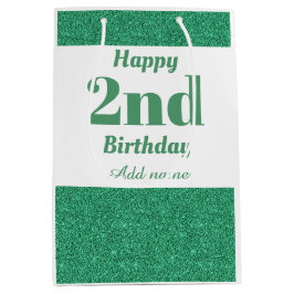 Mediana Bolsa de regalo de 2º cumpleaños personalizada y e