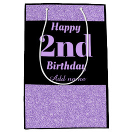 Mediana Bolsa de regalo de 2º cumpleaños personalizada y e