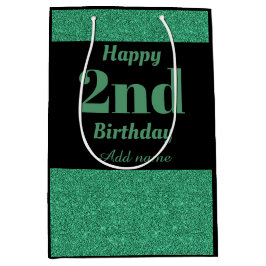 Mediana Bolsa de regalo de 2º cumpleaños personalizada y e