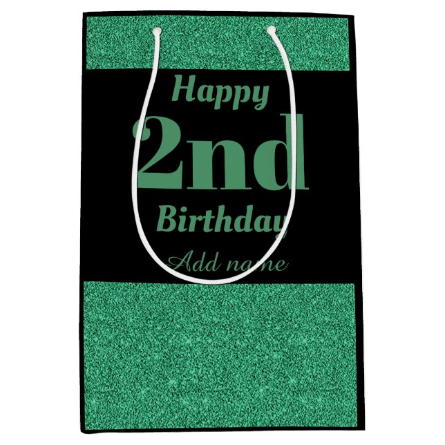 Mediana Bolsa de regalo de 2º cumpleaños personalizada y e (Anverso)