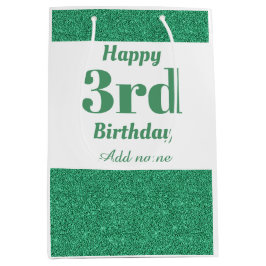 Mediana Bolsa de regalo de 3 cumpleaños personalizada y el