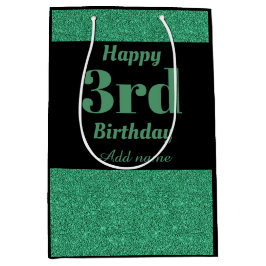 Mediana Bolsa de regalo de 3 cumpleaños personalizada y el