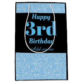 Mediana Bolsa de regalo de 3 cumpleaños personalizada y el