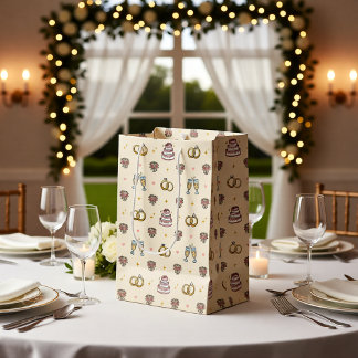 Mediana Bolsa de regalo de anillos de boda y champán lindo